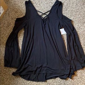 Nanamacs Long Sleeve Top with Open Shoulder Detail